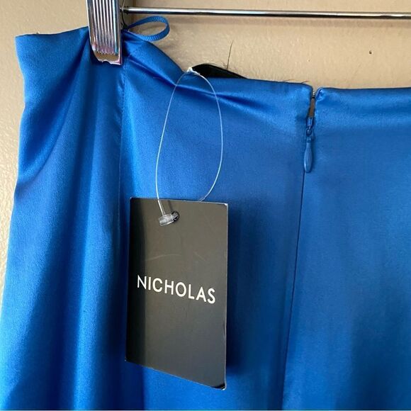 Nicholas Manon Skirt in Olympic blue satin wrap high slit midi Revolve nwt - Picture 10 of 11